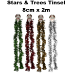 Christmas Tinsel - Stars & Trees, 2m assorted